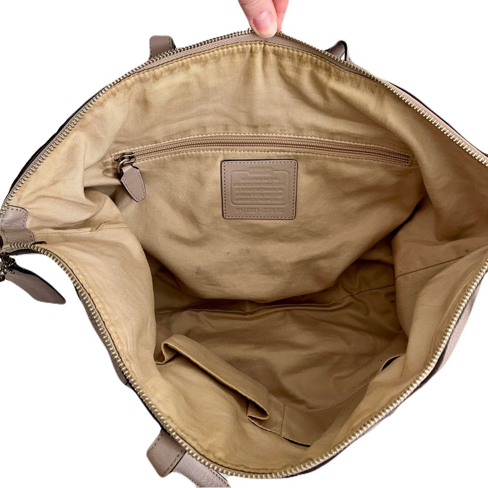 Coach Light Grey ‘Bleeker Cooper’ Pebbled Leather Satchel - Picture 7 of 9